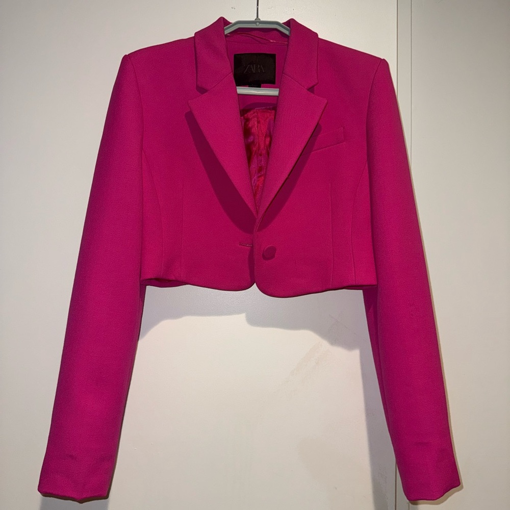 Zara Women's Pink Cropped Blazer S